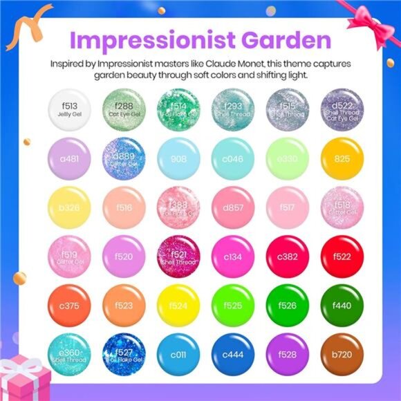 Summer Gel Polish Kit, 36 colors Neon Gel Polish Blue Green Glitter - Picture 2 of 7